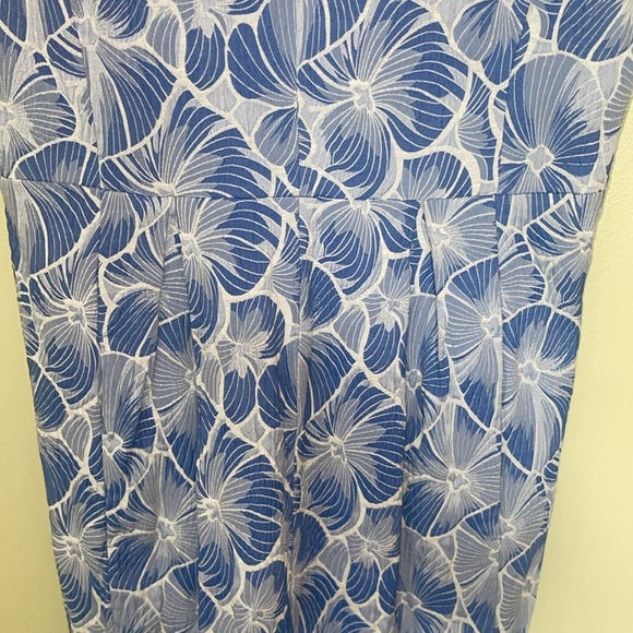 Moulinette Soeurs Anthropologie Blue Floral Fit & Flare Pleated Dress Size 14 - Picture 4 of 12